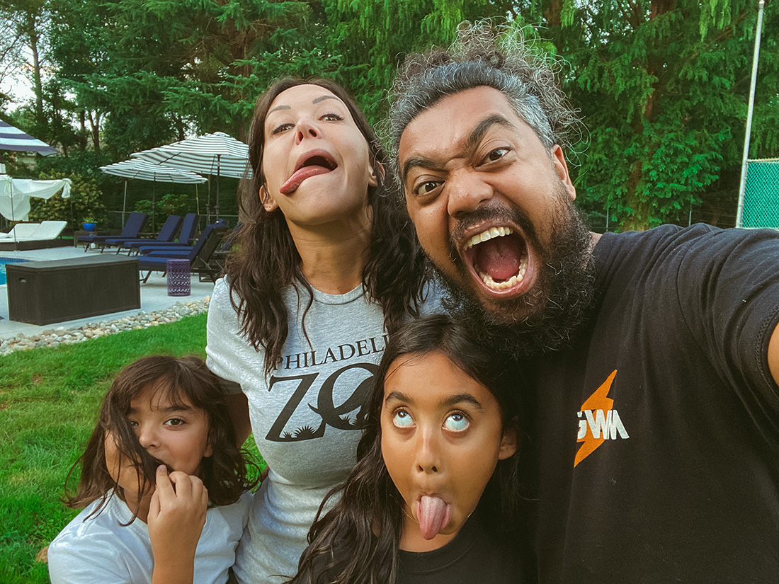 The Mall family, making silly faces