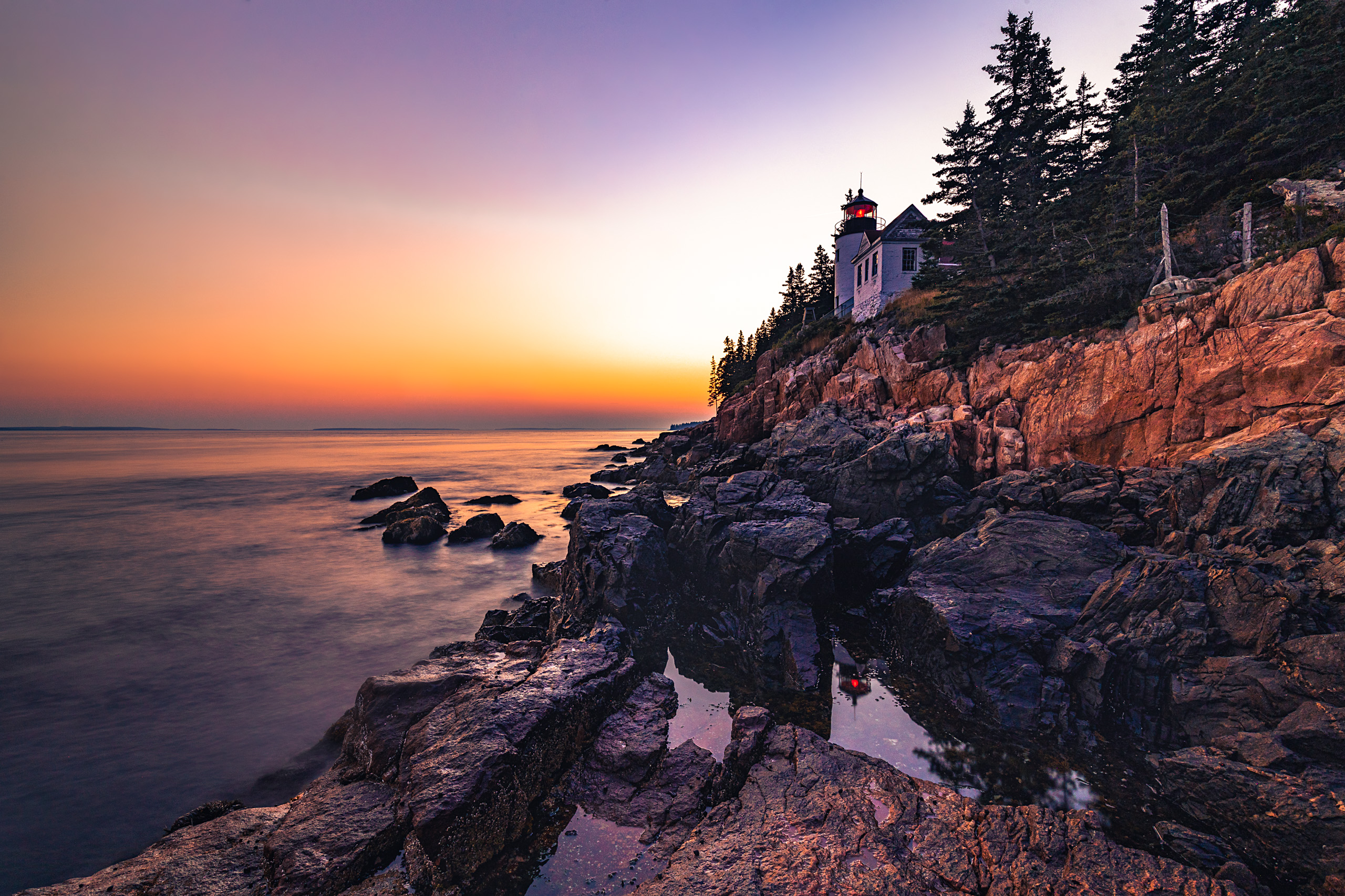 Bass Harbor Head Light Station, Maine at sunset